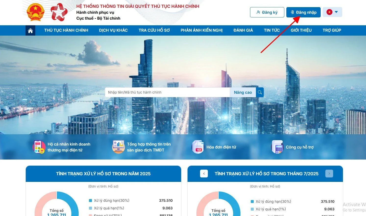 truy cập dịch vụ công