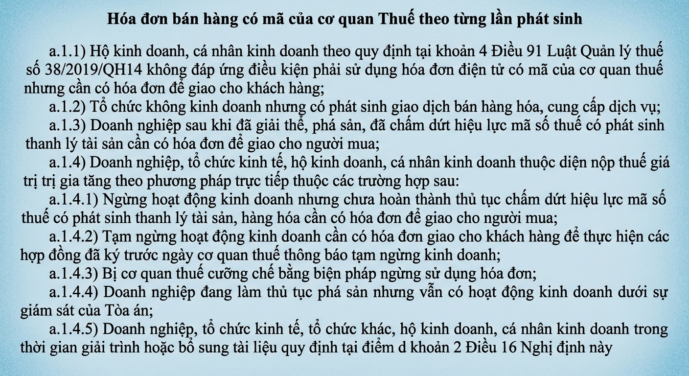 hóa đơn bán hàng có mã của cơ quan thuế