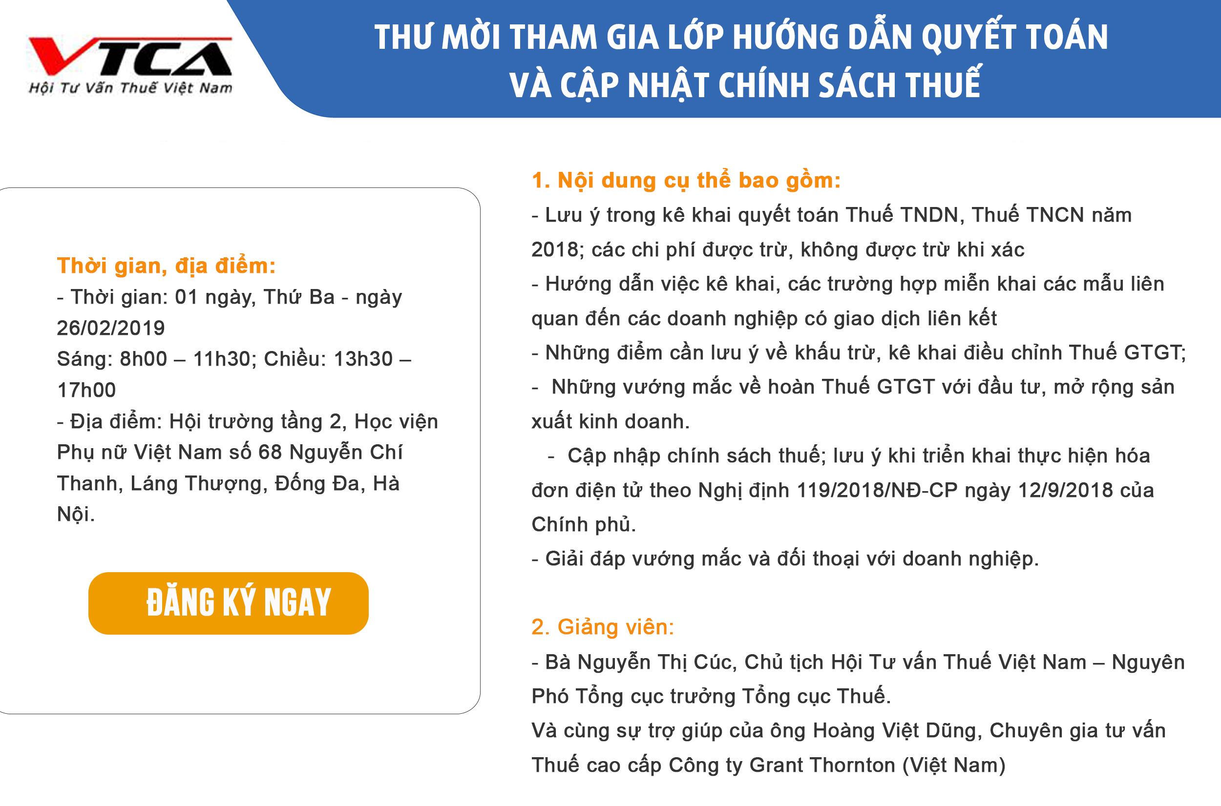 hướng dẫn quyết toán và cập nhật chính sách thuế