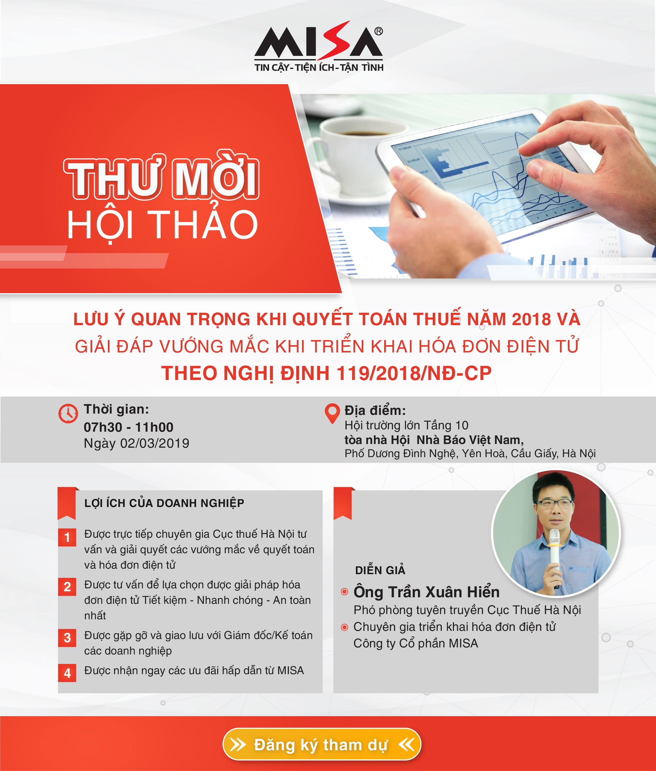 Hội thảo hướng dẫn công tác quyết toán Thuế năm 2018
