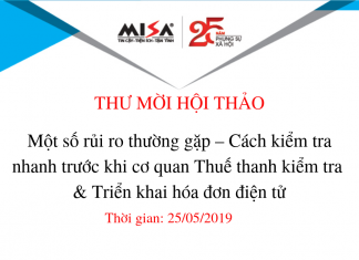 Hội thảo “Một số rủi ro thường gặp – Cách kiểm tra nhanh trước khi cơ quan Thuế thanh kiểm tra & triển khai hóa đơn điện tử”