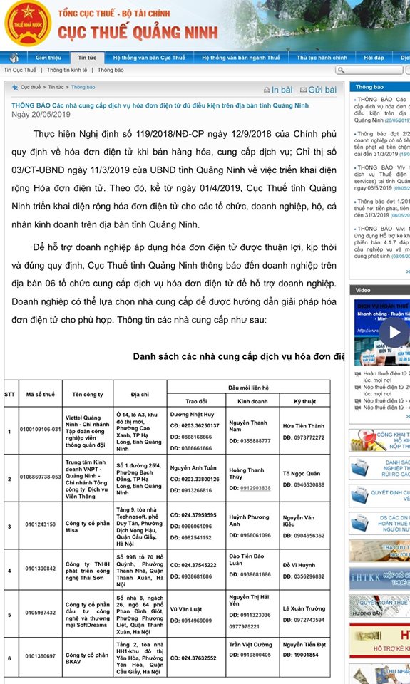 THÔNG BÁO tỉnh Quảng Ninh