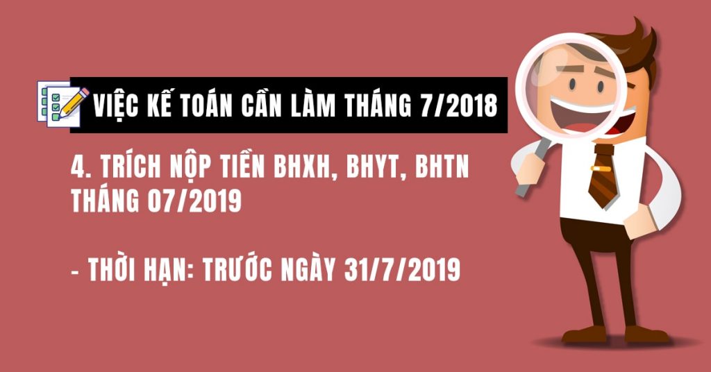 Trích nộp tiền BHXH, BHYT, BHTN tháng 07/2019