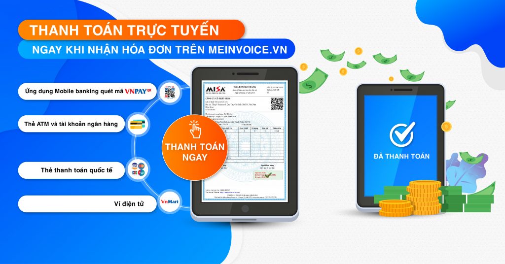 Tính năng thanh toán trực tuyến ngay khi người mua nhận được hóa đơn