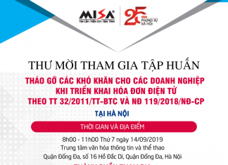 Thư mời tham gia tập huấn hóa đơn điện tử tại Hà Nội: Tháo gỡ khó khăn cho DN khi triển khai hóa đơn điện tử Tập huấn hóa đơn điện tử tại Hà Nội