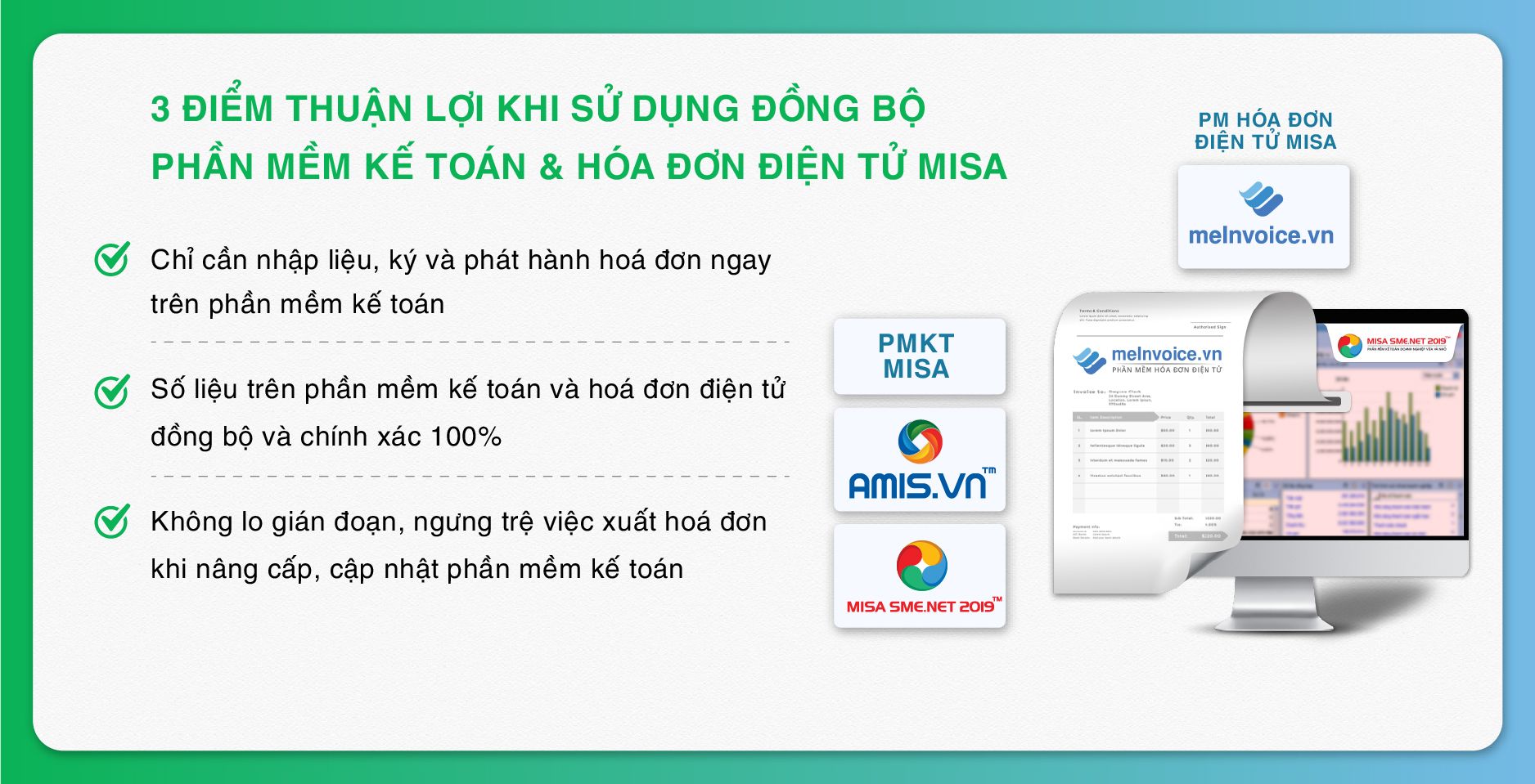 Thuận lợi khi tích hợp hóa đơn điện tử vào phần mềm kế toán MISA