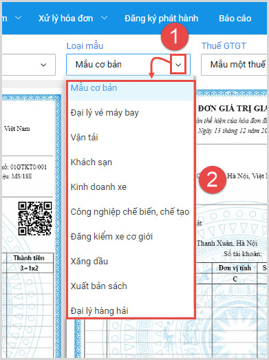 Mẫu hóa đơn điện tử theo ngành nghề