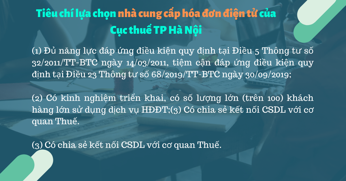 tiêu chí chọn nhà cung cấp hóa đơn điện tử