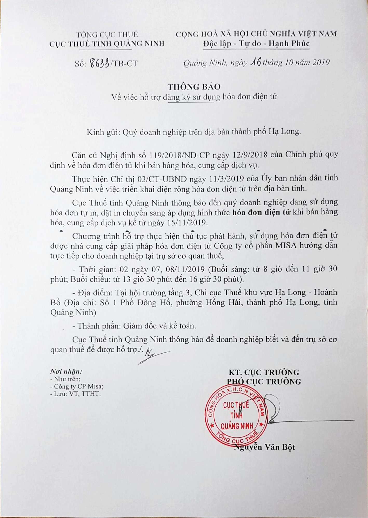 hỗ trợ chuyển đổi hóa đơn điện tử tỉnh Quảng Ninh