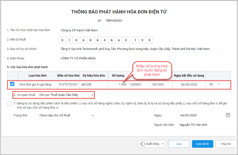 Thong bao phat hanh hoa don dien tu
