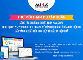 Thư mời tập huấn: Quyết toán Thuế năm 2020, Nghị định 125/2020/NĐ-CP & hóa đơn điện tử