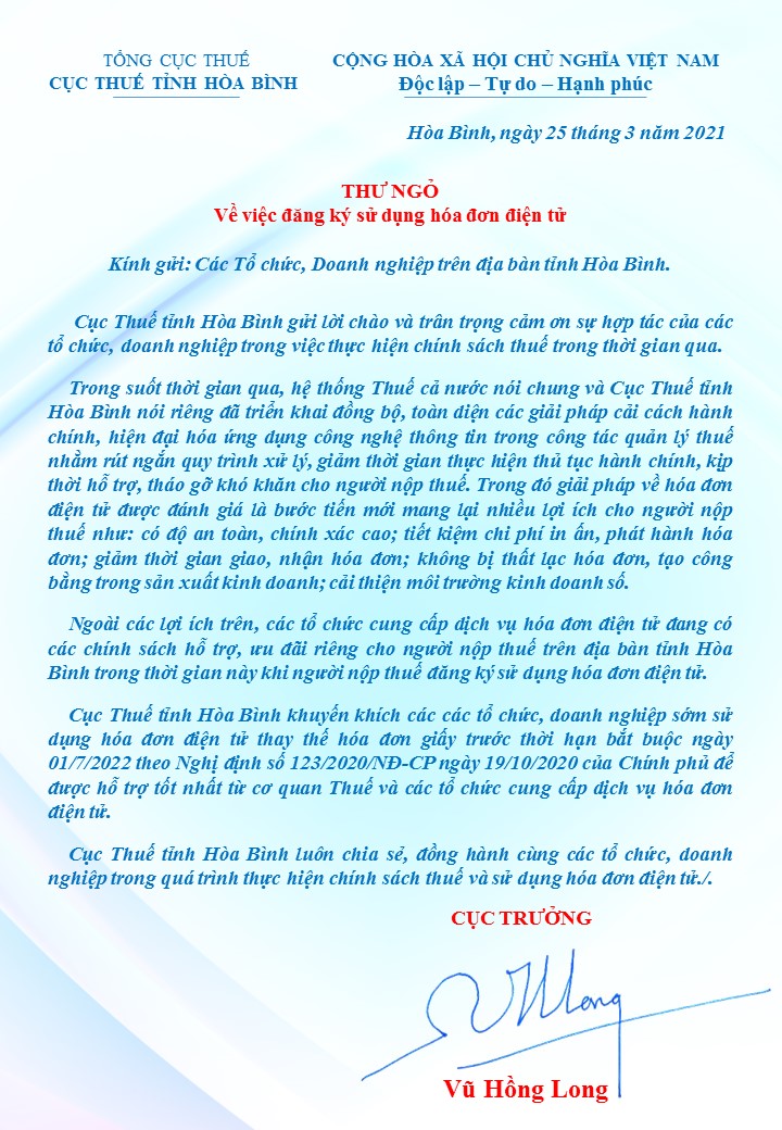 Khuyến khích sử dụng hóa đơn điện tử