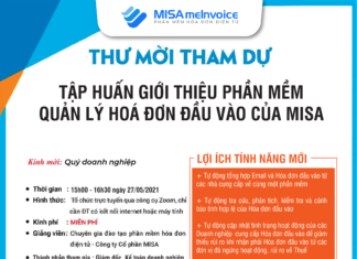 Thư mời tham dự: Giới thiệu phần mềm quản lý hóa đơn đầu vào MISA