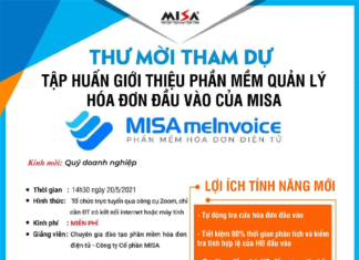 Thư mời tham dự: Giới thiệu phần mềm quản lý hóa đơn đầu vào MISA