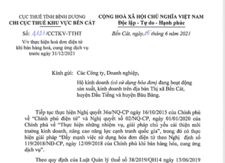 Cục Thuế Bến Cát – Bình Dương đề nghị doanh nghiệp triển khai Hóa đơn điện tử trước ngày 31/12