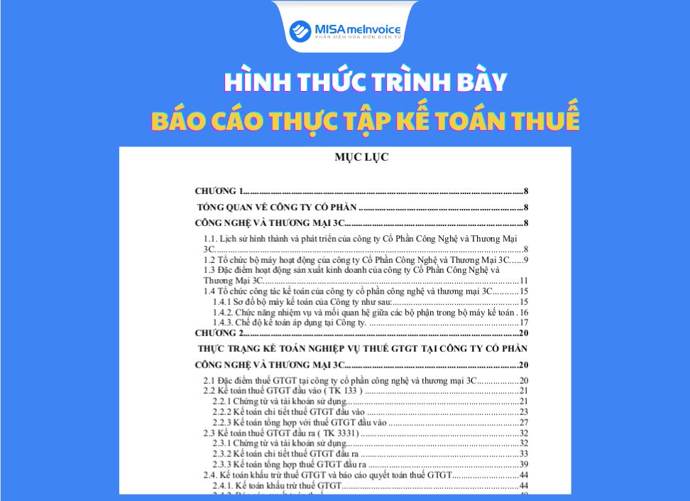 hình thức trình bày báo cáo thực tập kế toán thuế