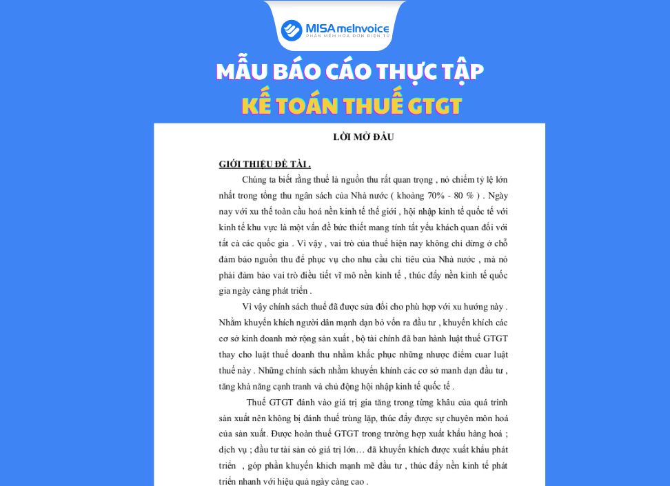 mẫu báo cáo thực tập kế toán thuế GTGT