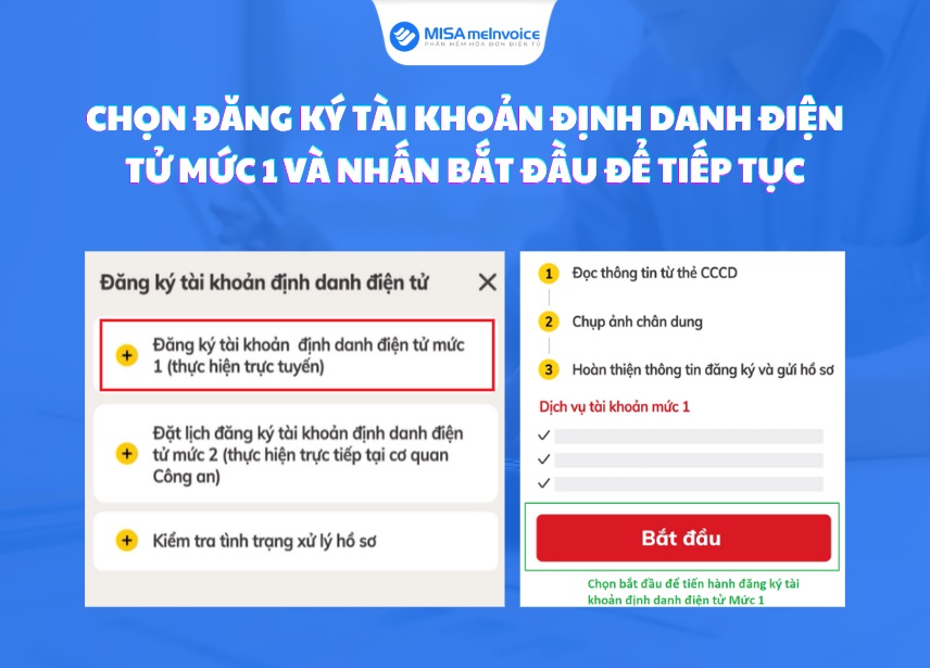 chọn đăng ký tài khoản định danh điện tử mức 1