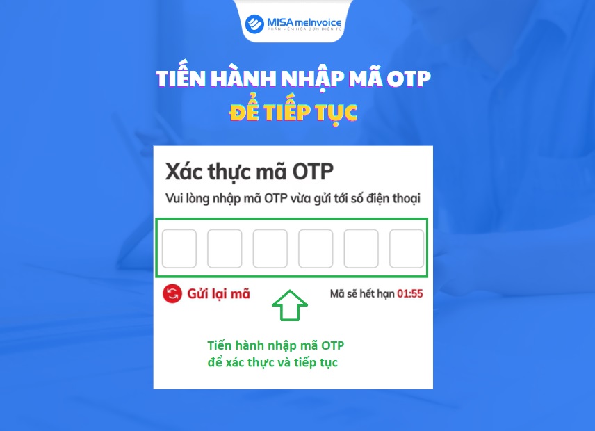 nhập mã OTP để tiếp tục