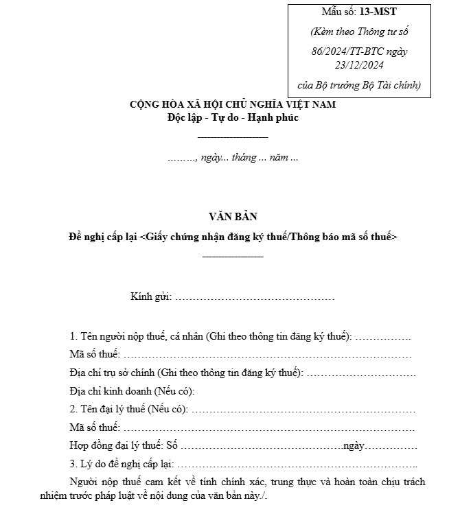 mẫu số 13-MST