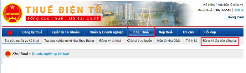 Hướng dẫn đăng ký nộp thuế vãng lai ngoại tỉnh qua mạng
