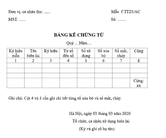 mẫu CTT25