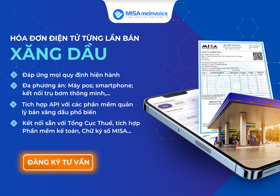 giải pháp xuất hóa đơn điện tử xăng dầu từng lần của MISA