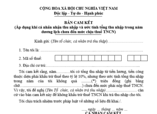 Mẫu 08/CK-TNCN mới – Cam kết không khấu trừ 10% thuế TNCN mẫu cam kết thuế tncn