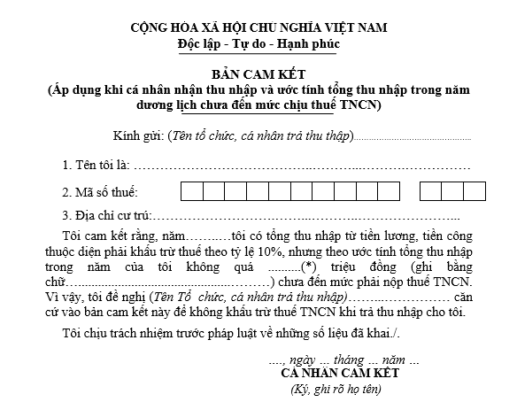 mau-cam-ket-thue-TNCN-moi-nhat mẫu cam kết thuế tncn