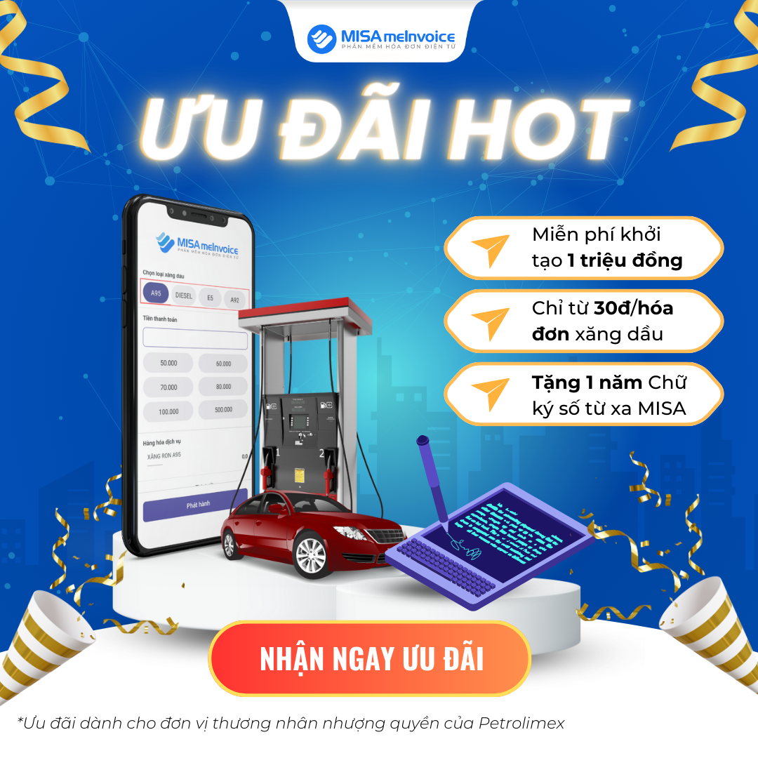 ưu đãi hóa đơn điện tử xăng dầu MISA meinvoice