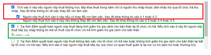 điền thông tin quyết toán thuế TNCN khi thay đổi nơi làm việc