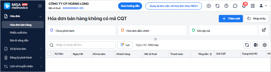 lập hóa đơn vàng