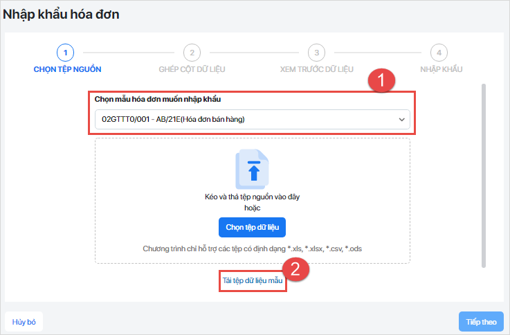 nhập khẩu hóa đơn từ excel