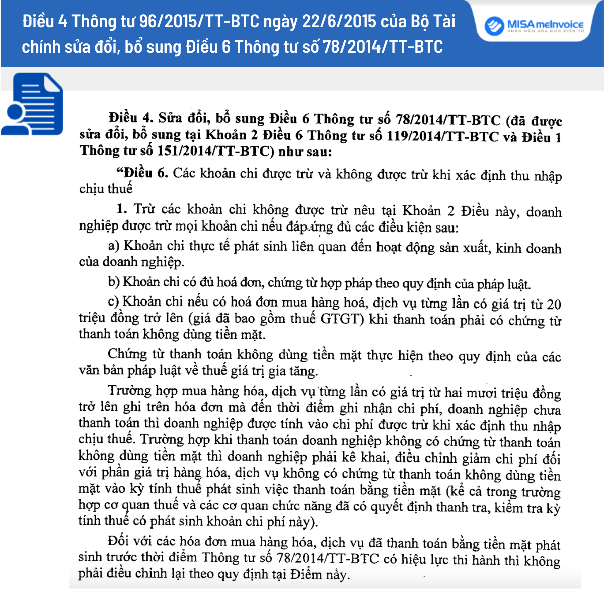 Điều 4 Thông tư 96/2015/TT-BTC
