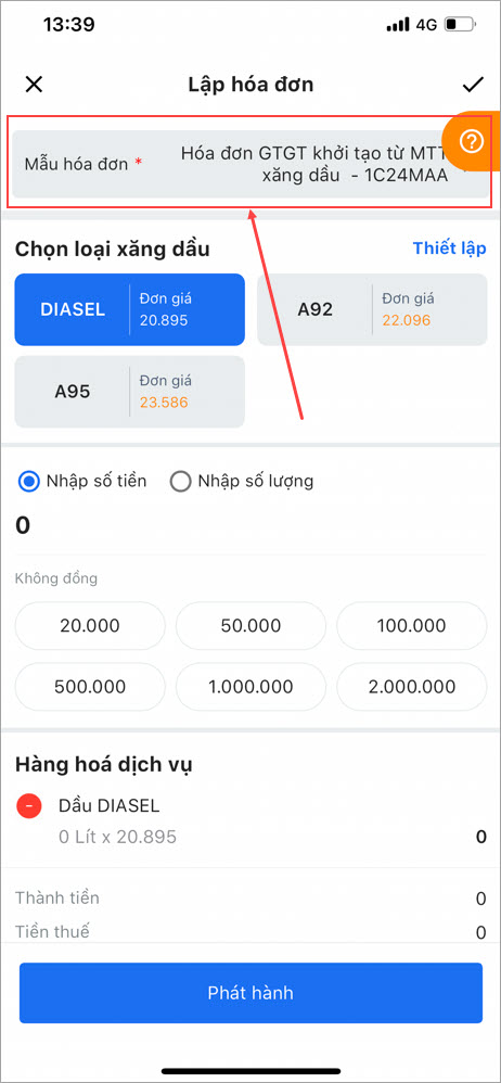 Chọn mẫu hóa đơn