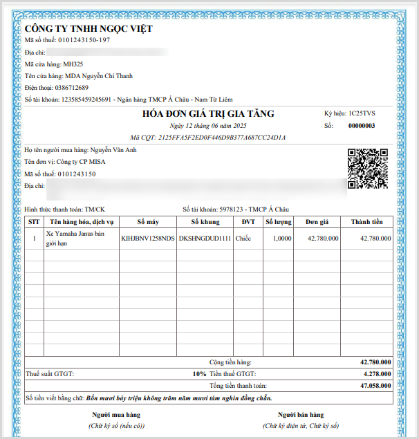hóa đơn hàng bán trả lại