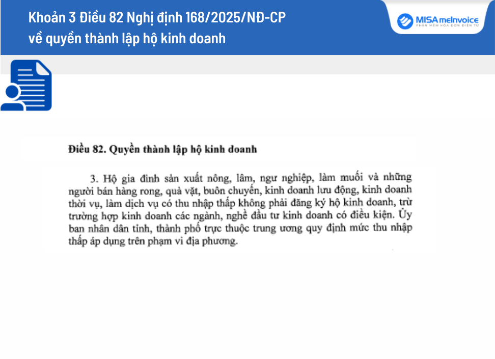 Khoản 3 Điều 82 Nghị định 168/2025/NĐ-CP về quyền thành lập hộ kinh doanh