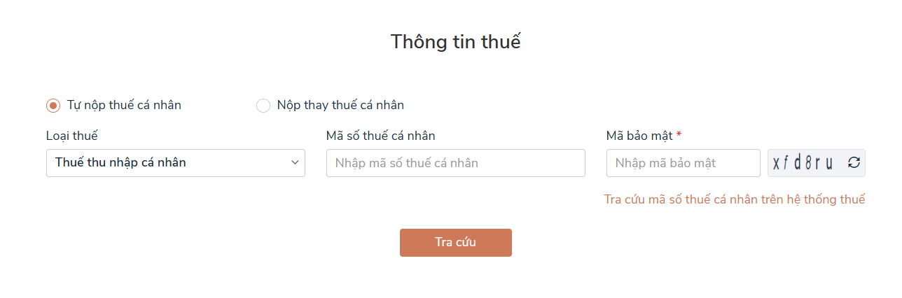 lựa chọn loại thuế cần nộp