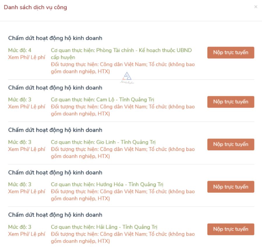 Chọn nộp trực tuyến