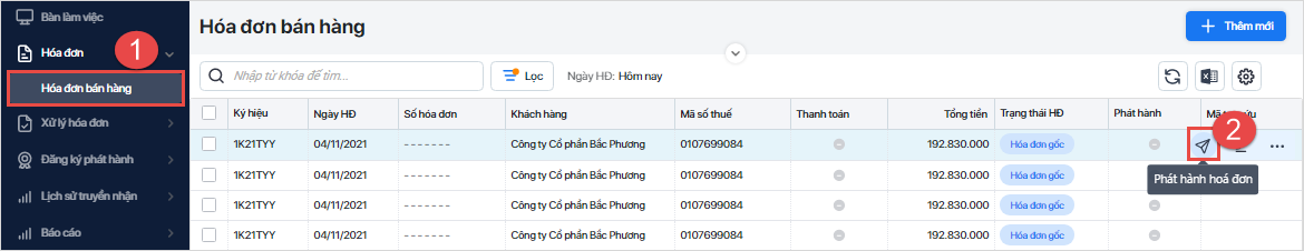 phát hành hóa đơn không có mã của cơ quan thuế