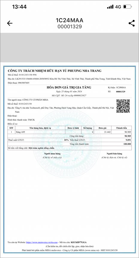 phát hành hóa đơn xăng dầu