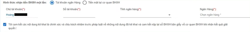 Lựa chọn hình thức nhận tiền