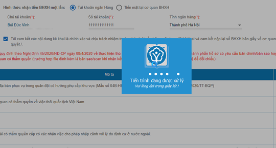 Giao diện hệ thống sau khi chọn đồng ý