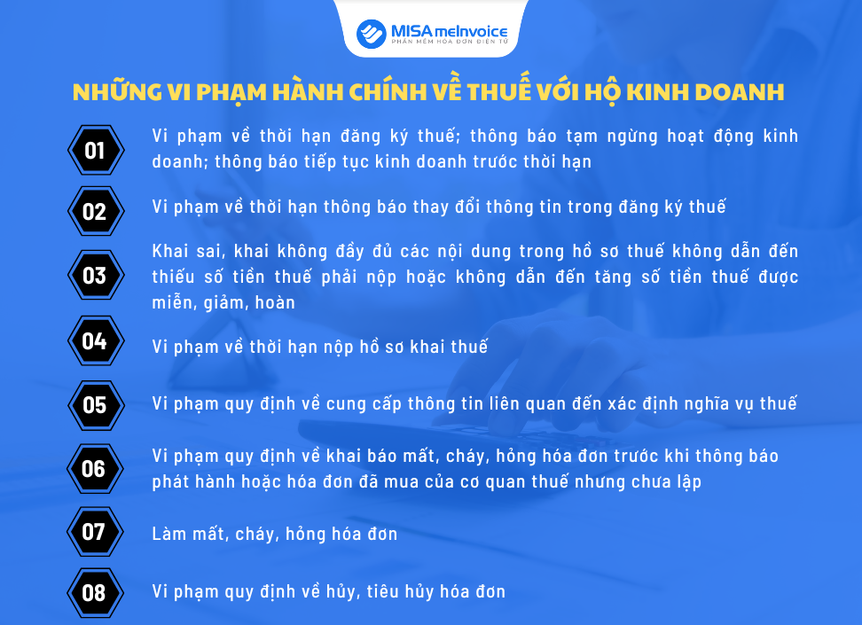 Những vi phạm hành chính về thuế với hộ kinh doanh