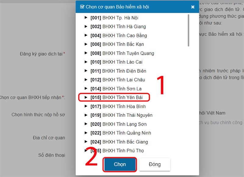 chọn cơ quan bảo hiểm xã hội