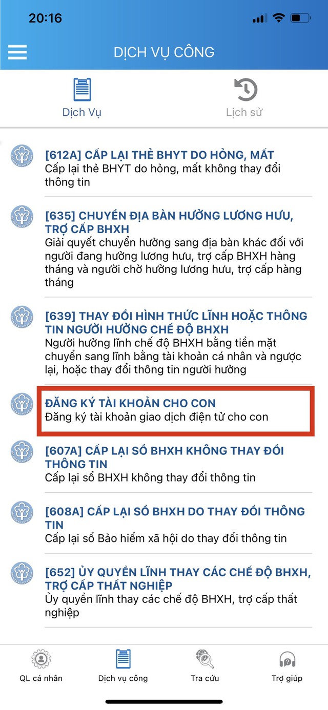 cách đăng ký vssid cho con trên điện thoại