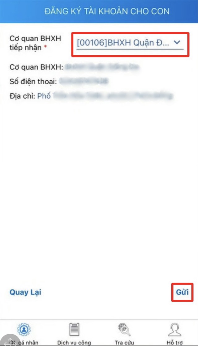 vssid đăng ký cho con