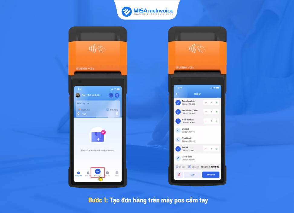 Hướng dẫn thao tác xuất hóa đơn điện tử trên máy pos cầm tay