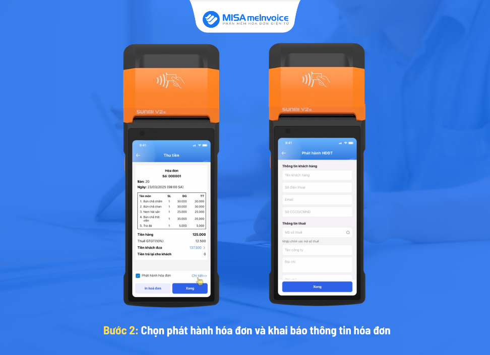 Hướng dẫn thao tác xuất hóa đơn điện tử trên máy pos cầm tay