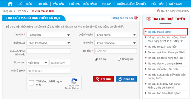 cách lấy số số bảo hiểm xã hội bằng cmnd